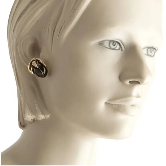 Vintage 1980's KJL for AVON Black Midnight Rose Post Earrings | Bloom After Dark - Picture 5 of 6